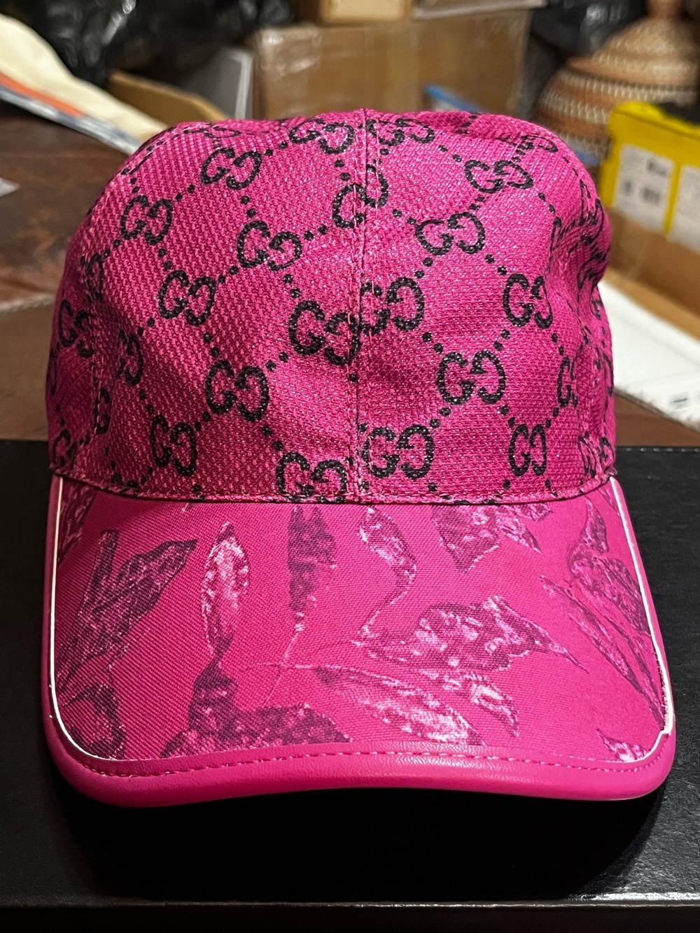 Double G Designer Metallic Pink Letter Logo Shiny Hat Cap